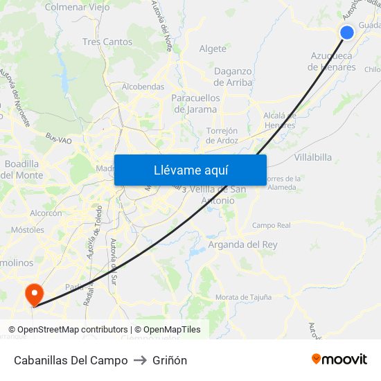 Cabanillas Del Campo to Griñón map