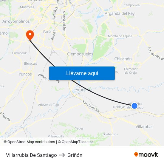 Villarrubia De Santiago to Griñón map