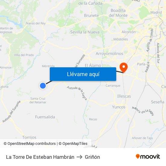 La Torre De Esteban Hambrán to Griñón map