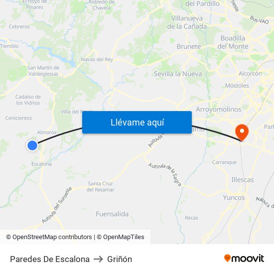 Paredes De Escalona to Griñón map