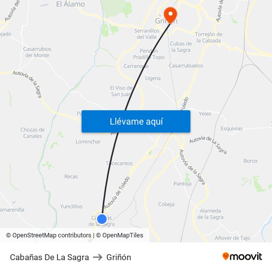 Cabañas De La Sagra to Griñón map