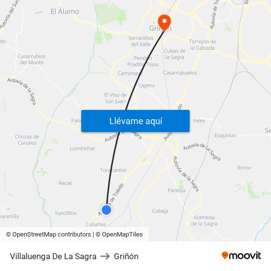 Villaluenga De La Sagra to Griñón map