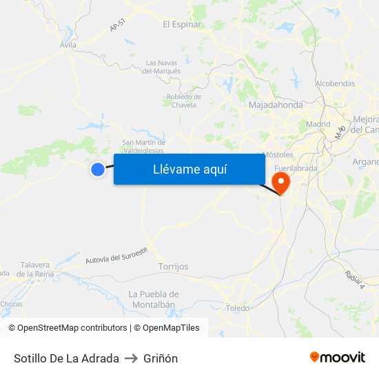 Sotillo De La Adrada to Griñón map