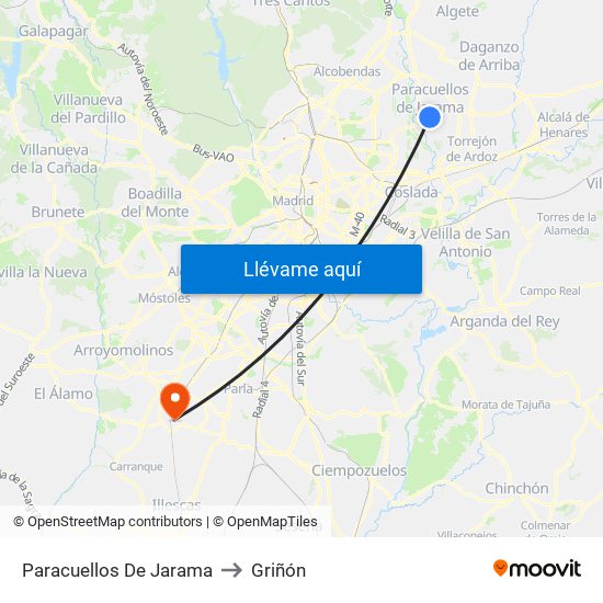 Paracuellos De Jarama to Griñón map