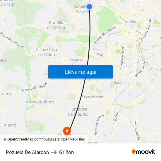 Pozuelo De Alarcón to Griñón map