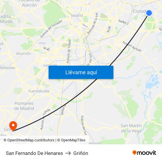 San Fernando De Henares to Griñón map