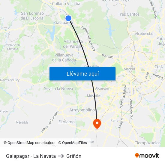 Galapagar - La Navata to Griñón map