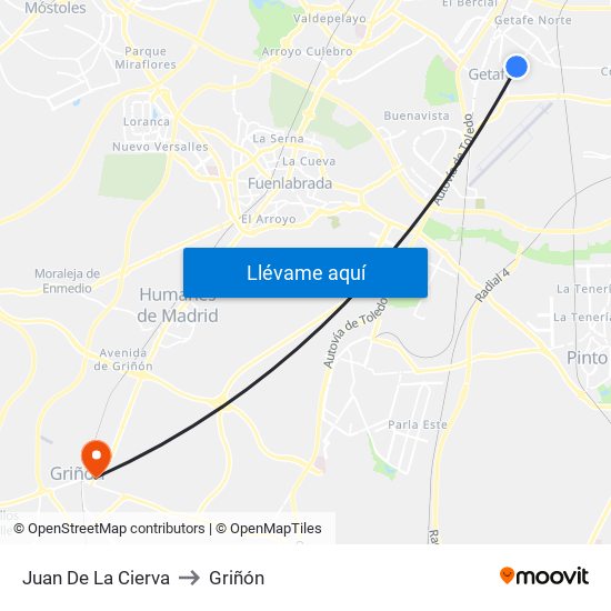 Juan De La Cierva to Griñón map