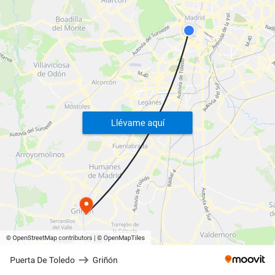 Puerta De Toledo to Griñón map