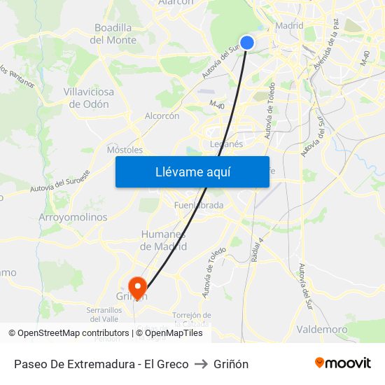 Paseo De Extremadura - El Greco to Griñón map