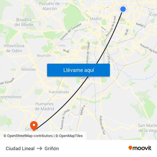 Ciudad Lineal to Griñón map