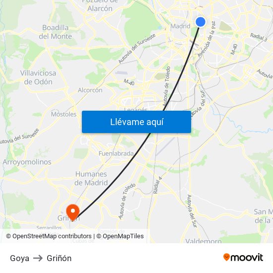 Goya to Griñón map
