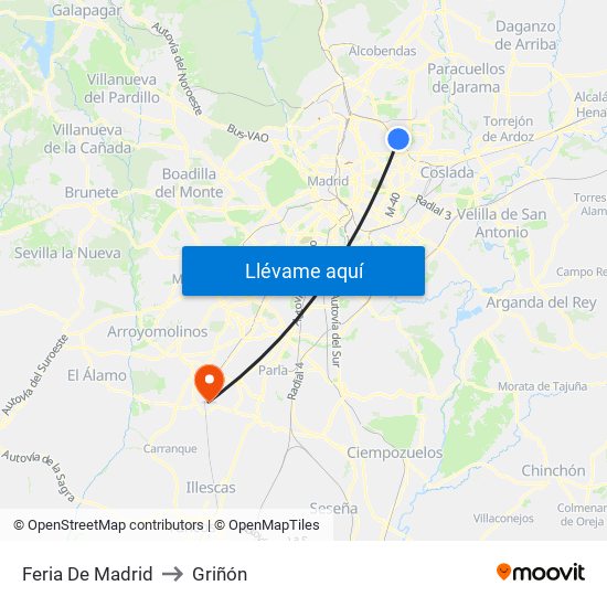 Feria De Madrid to Griñón map
