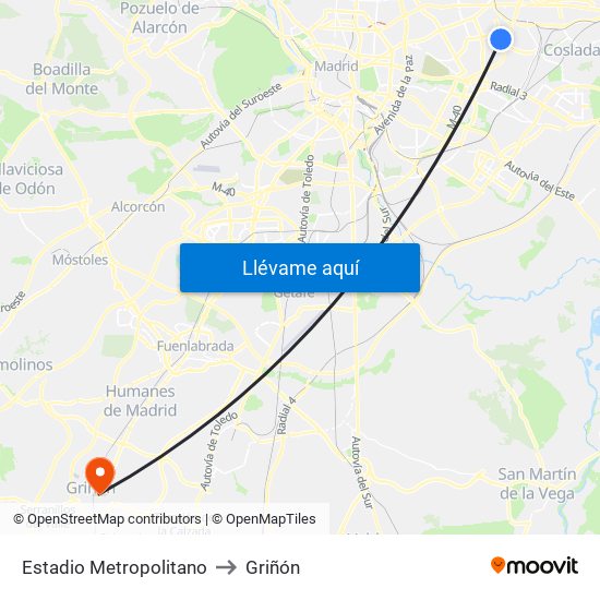 Estadio Metropolitano to Griñón map