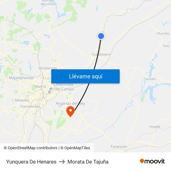 Yunquera De Henares to Morata De Tajuña map