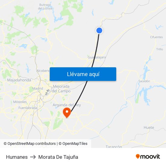Humanes to Morata De Tajuña map