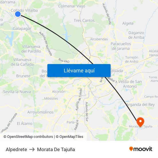 Alpedrete to Morata De Tajuña map