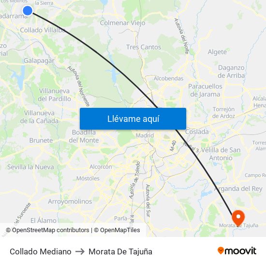Collado Mediano to Morata De Tajuña map