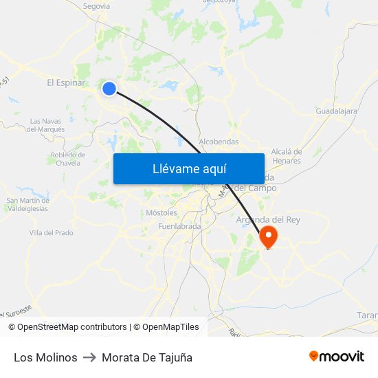 Los Molinos to Morata De Tajuña map