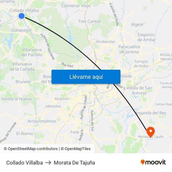 Collado Villalba to Morata De Tajuña map