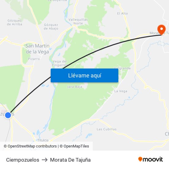 Ciempozuelos to Morata De Tajuña map