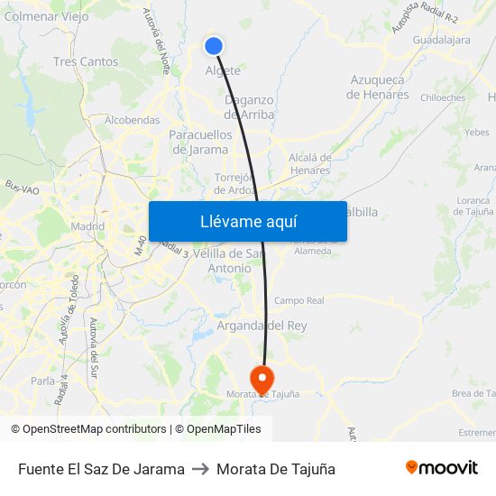 Fuente El Saz De Jarama to Morata De Tajuña map