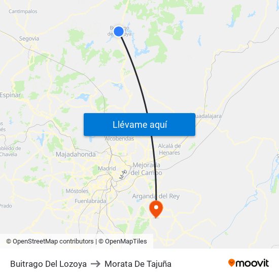 Buitrago Del Lozoya to Morata De Tajuña map