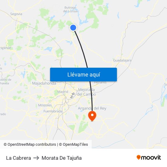 La Cabrera to Morata De Tajuña map