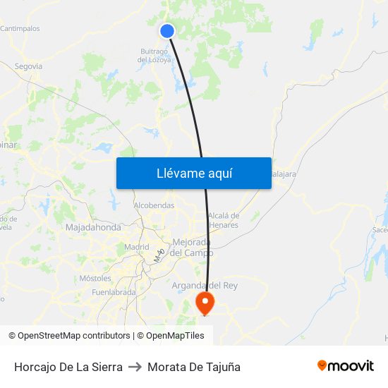 Horcajo De La Sierra to Morata De Tajuña map