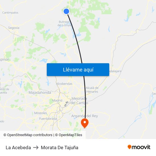 La Acebeda to Morata De Tajuña map