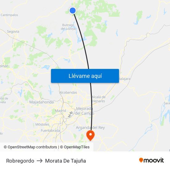 Robregordo to Morata De Tajuña map