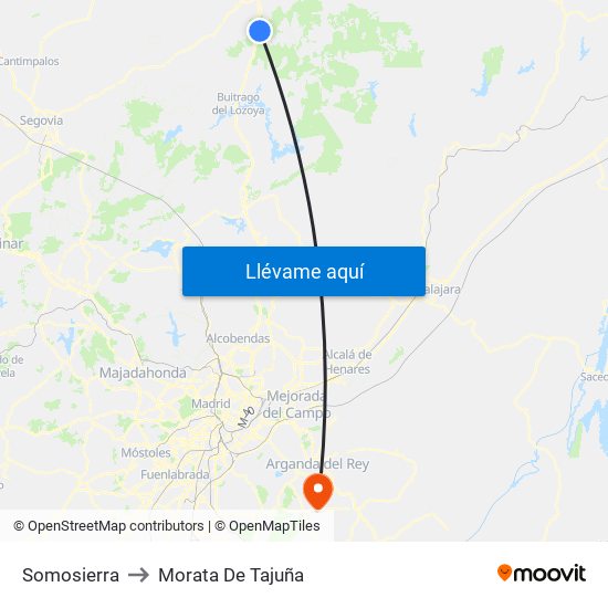 Somosierra to Morata De Tajuña map