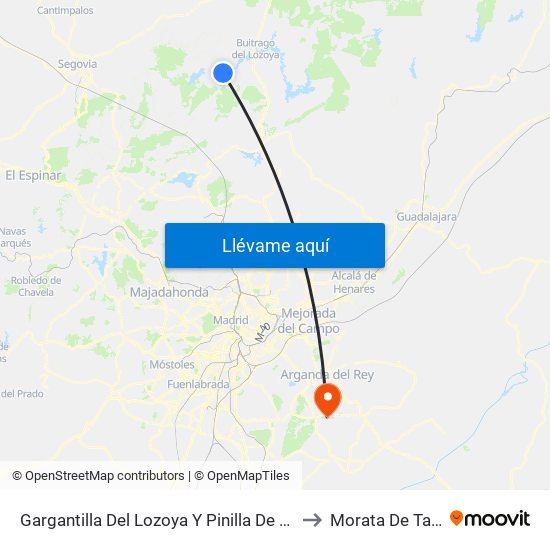 Gargantilla Del Lozoya Y Pinilla De Buitrago to Morata De Tajuña map