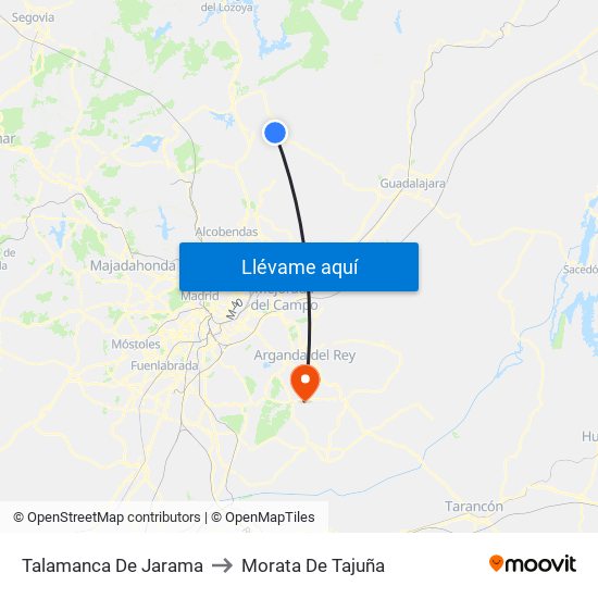 Talamanca De Jarama to Morata De Tajuña map