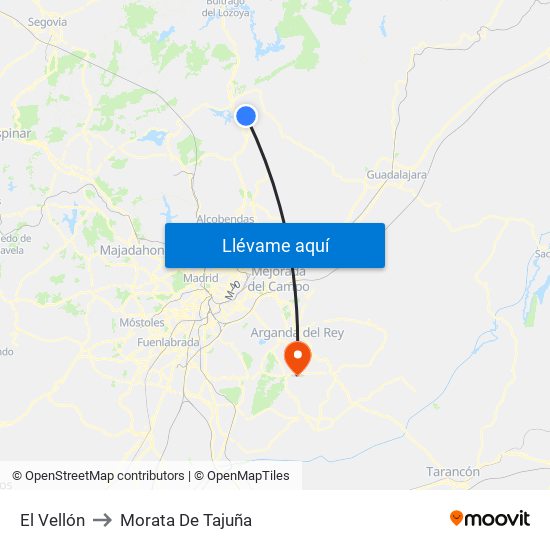 El Vellón to Morata De Tajuña map