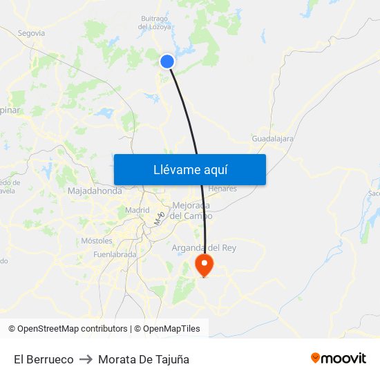 El Berrueco to Morata De Tajuña map