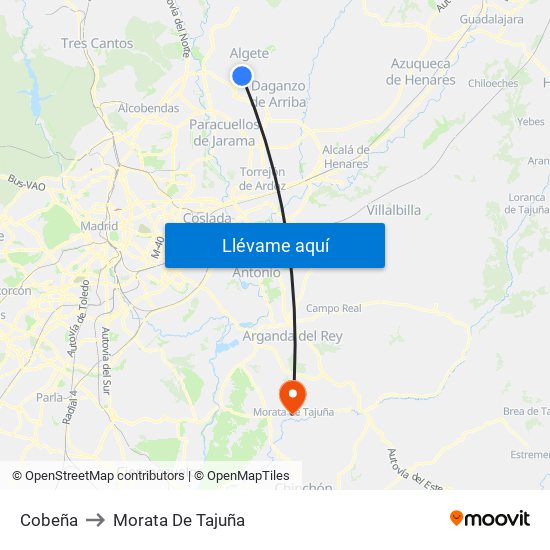Cobeña to Morata De Tajuña map