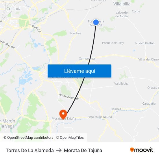 Torres De La Alameda to Morata De Tajuña map
