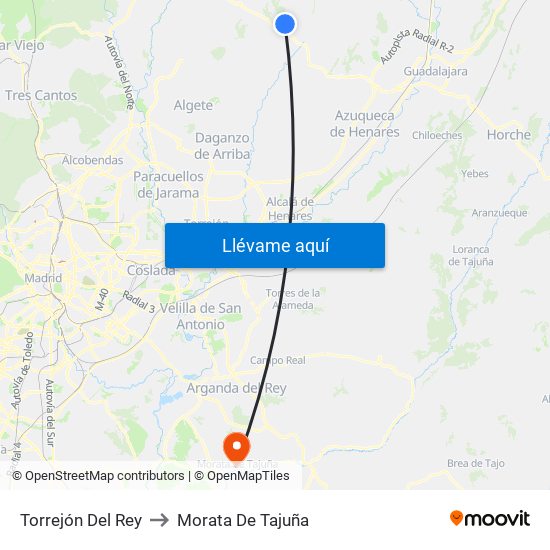 Torrejón Del Rey to Morata De Tajuña map