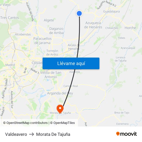 Valdeavero to Morata De Tajuña map