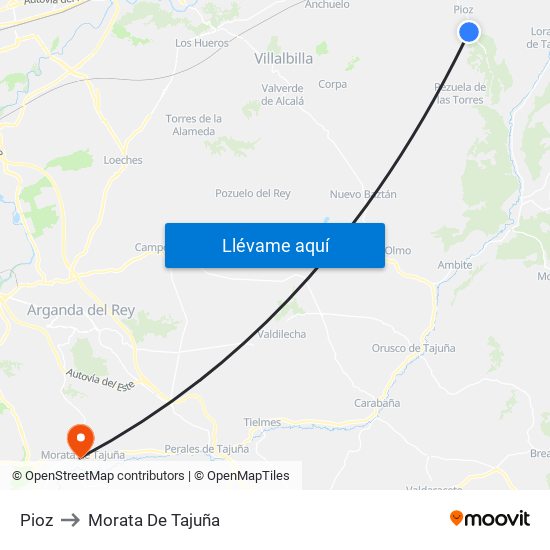 Pioz to Morata De Tajuña map