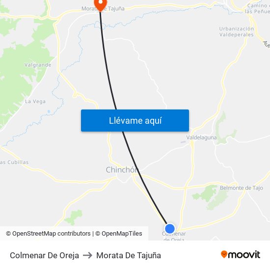 Colmenar De Oreja to Morata De Tajuña map