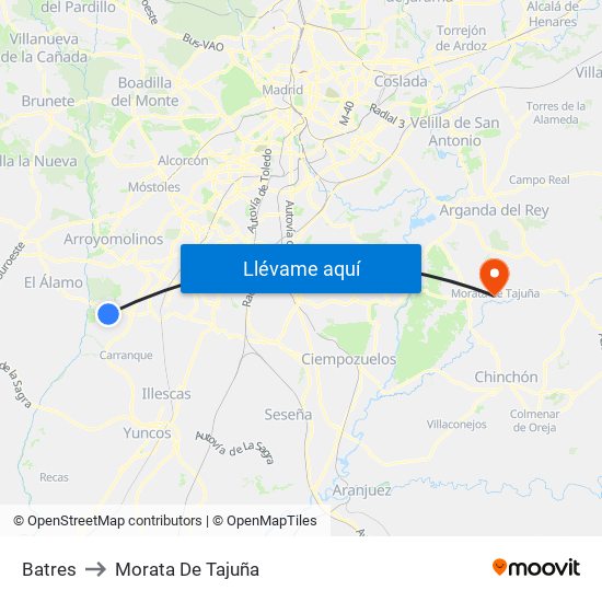 Batres to Morata De Tajuña map