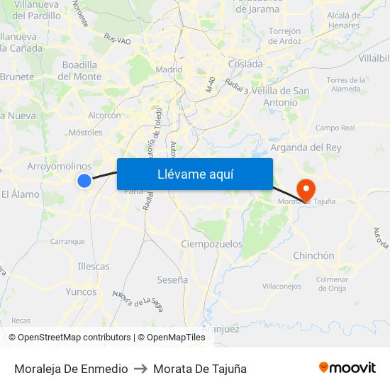 Moraleja De Enmedio to Morata De Tajuña map