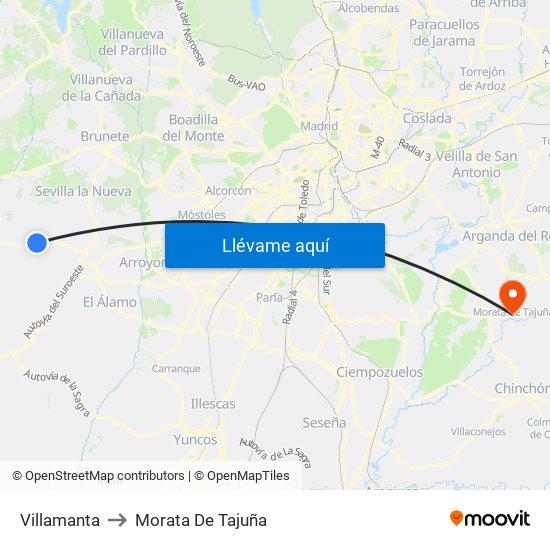 Villamanta to Morata De Tajuña map