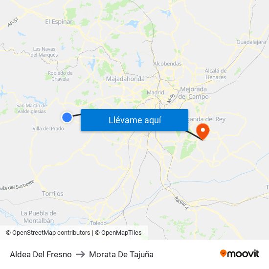 Aldea Del Fresno to Morata De Tajuña map