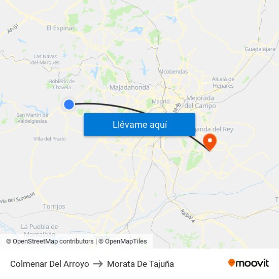 Colmenar Del Arroyo to Morata De Tajuña map