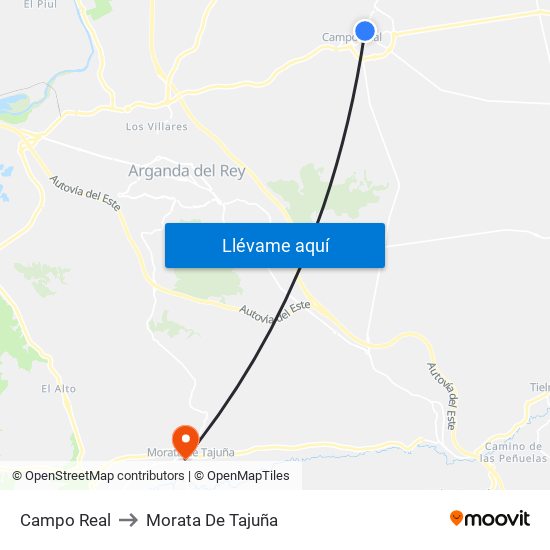 Campo Real to Morata De Tajuña map