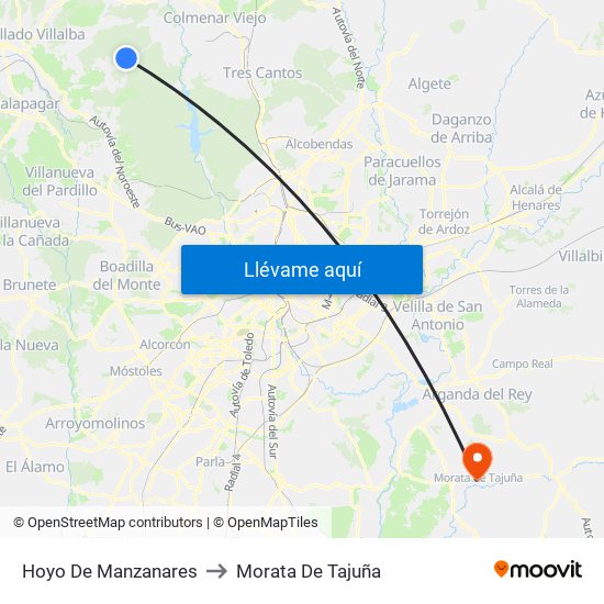 Hoyo De Manzanares to Morata De Tajuña map