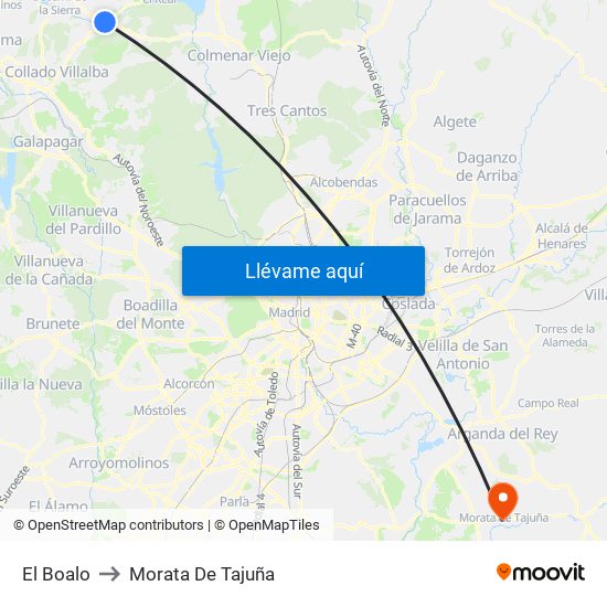 El Boalo to Morata De Tajuña map